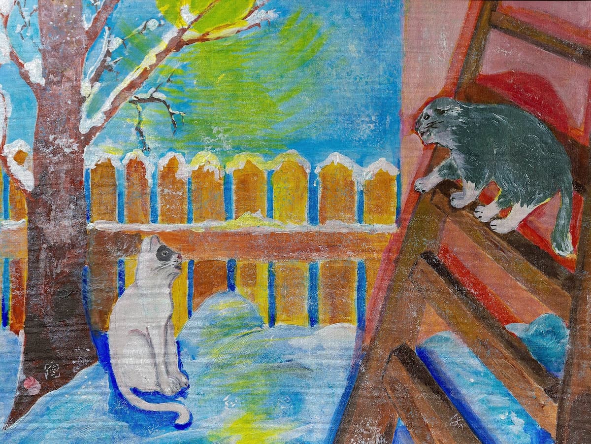  Кошачья грация и краски цветов в работах художницы на выставке в Доме-музее В.И. Ленина
